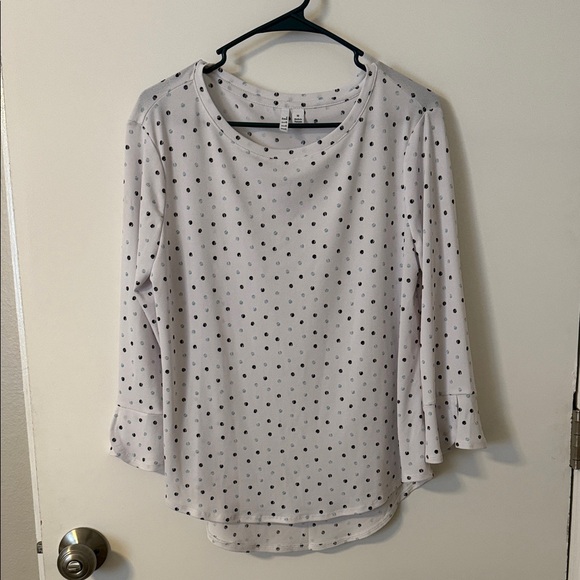 Elle Tops - Elle White and Black Polka Dot Long Sleeve Top